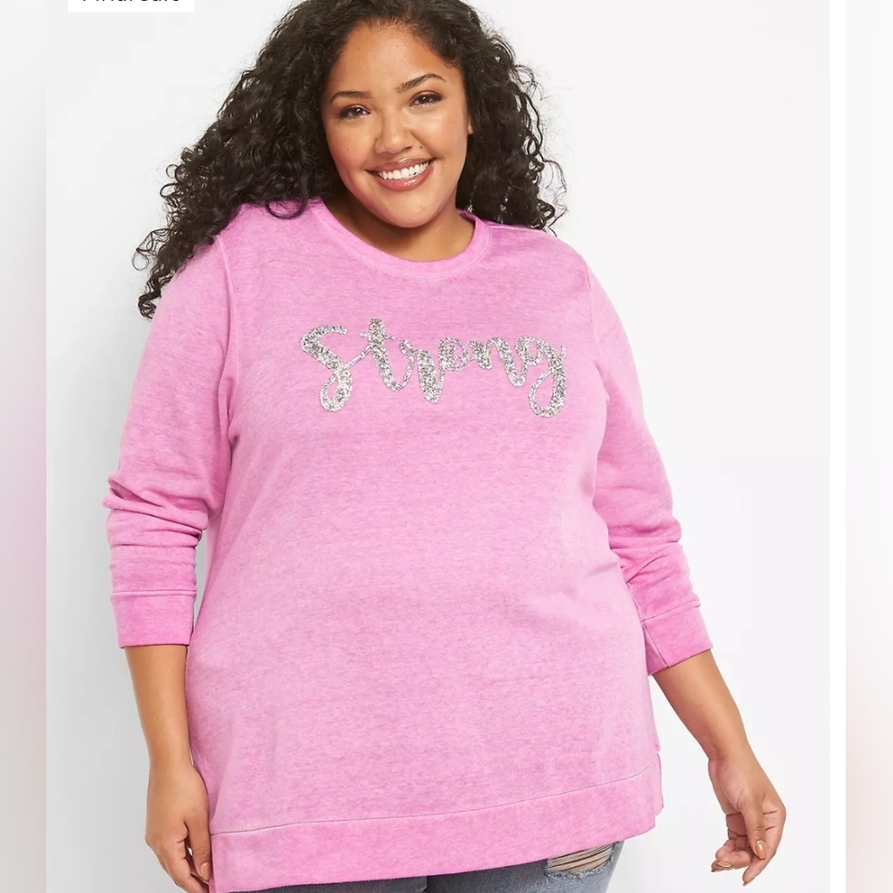 NWOT Lane Bryant hot pink "Strong" sweatshirt